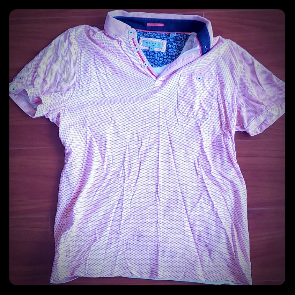 Ted Baker Pink/White Pattern Polo Shirt w/Pocket